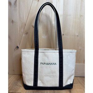 LL Bean Canvas Tote Bag "PAPA & NANA" Embroidery Long Handles 18"